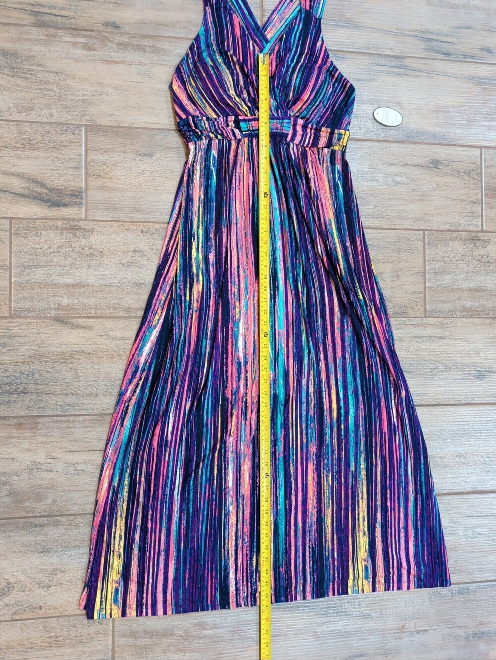 Soma Women's Empire Crossback Maxi Dress Waterfall Stripe Multi Purple Large Nwt - Picture 11 of 16
